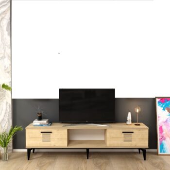 TV stolík HAPPY - moderný a praktický doplnok pre vašu obývaciu izbuTV stolík HAPPY je ideálnou voľbou pre tých, ktorí hľadajú štýlový a funkčný nábytok do svojej obývačky. Jeho moderný dizajn a praktické usporiadanie poskytujú dostatok úložného priestoru a dokonale doplnia každý interiér.Vyrobený z kvalitného LTD materiálu s hrúbkou 18 mm, stolík HAPPY je zárukou dlhej životnosti a odolnosti. Stolík je vybavený skrinkou s dvoma dvierkami a praktickým regálkom, čo ponúka dostatok priestoru na usporiadanie vašich multimediálnych zariadení a ďalších potrebností. Plastové úchytky umožňujú jednoduché otváranie a zatváranie, zatiaľ čo jeho moderný vzhľad doplní každý interiér.Hlavné vlastnosti produktu:Typ tovaru: TV stolíkVhodné do miestnosti: obývacia izbaMateriál: LTDRozmery: 44.6 x 150 x 29.6 cmFarba: dubVybavenie: skrinka a regálPočet dvierok: 2Úchytky: plastDodatočné informácie: Dodávame v demonte, plastové nožičkyTV stolík HAPPY je dodávaný v demontovanom stave, čo uľahčuje jeho prepravu a montáž. Plastové nožičky zaisťujú stabilitu a ochranu podlahy pred poškodením.