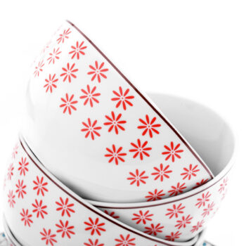 KONDELA Hardy porcelánová jedálenská súprava (12 ks) biela / modrá / červená / zelená – Obrázok 11