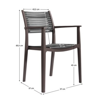 KONDELA Herta záhradná stolička hnedá / sivá – Obrázok 2