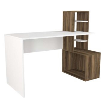 Písací stôl HIDEPredstavujeme vám písací stôl HIDE, ideálnu voľbu pre vašu kanceláriu alebo detskú izbu. Tento elegantný a praktický stôl je navrhnutý tak, aby vám poskytol pohodlné a efektívne pracovné prostredie.Typ tovaru: Písací stôlVhodné do miestnosti: Kancelária a detská izbaMateriál: LTDRozmer: 120 x 73.8 x 60 cmFarba: Biela + orechVybavenie: RegálkaTvar: ObdĺžnikovýHrúbka materiálu: 18 mmDodatočné informácie: Dodávame v demontePísací stôl HIDE je vyrobený z kvalitného LTD materiálu s hrúbkou 18 mm, čo zaisťuje jeho pevnosť a dlhú životnosť. Elegantná kombinácia bielej farby a orechového dekoru dodáva stolu moderný a štýlový vzhľad, ktorý sa hodí do akéhokoľvek interiéru. Stôl je vybavený praktickým regálkom, ktorý poskytuje dostatok úložného priestoru pre vaše pracovné potreby a pomôcky.Dodávame v demonte, čo znamená, že stôl ľahko zložíte podľa priloženého návodu. Písací stôl HIDE je perfektnou voľbou pre každého, kto hľadá štýlový a funkčný nábytok do svojej kancelárie alebo detskej izby.