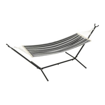 Túžite po dokonalom oddychu po dlhom dni v práci? Doprajte si pohodlný relax počas pekných letných dní s hojdacou sieťou EVANA NEW. Rozmer siete je (ŠxD): 80x200 cm. Je vyrobená z 50% bavlny a 50% polyesteru. Farebné prevedenie je v kombinácii bielej a sivej farby, ktoré dokopy krásne ladia.…