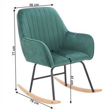 Kto netúži po dokonalom oddych pri dobrej knihe či filme? Ten môžete mať s pohodlným hojdacím kreslom TARAM. Rozmery kresla sú (ŠxHxV): 56x76x77 cm. Výška sedu je 41 cm a hĺbka sedu je 43 cm. Čalúnené je kvalitnou látkou Velvet v zelenej farbe. O stabilitu sa stará čierna kovová konštrukcia…