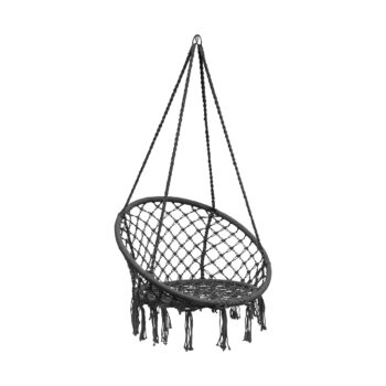 Závesné hojdacie kreslo HOPPY 120x80 cm čiernej farby v bohémskom štýle Vás dostane do dokonalej pohody a relaxu pri miernom kolísaní. Kvalitné bavlnené laná a komfortné sedenie Vám zabezpečia vzdušnosť, maximálne pohodlie a funkčnosť pri oddychu. Jeho šarm a elegancia krásne doplnia…