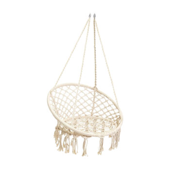 Závesné hojdacie kreslo HOPPY 120x80 cm krémovej farby v bohémskom štýle Vás dostane do dokonalej pohody a relaxu pri miernom kolísaní. Kvalitné bavlnené laná a komfortné sedenie Vám zabezpečia vzdušnosť, maximálne pohodlie a funkčnosť pri oddychu. Jeho šarm a elegancia krásne doplnia…