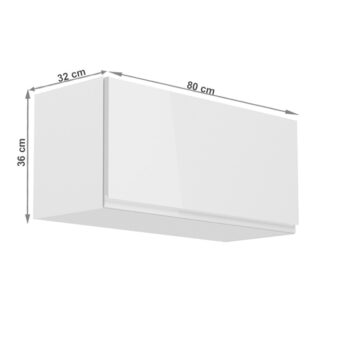 Horná skrinka AURORA G80K umožňuje vyskladať si kuchyňu podľa vlastných predstáv. Rozmery skrinky sú (ŠxHxV): 80x32x36 cm. Skrinka je s dvierkami. Dvierka sú bez úchytky a otvárajú sa vyklápaním dohora. Je vyrobená z kvalitnej MDF (drevovláknitá doska) a korpusu z laminovanej DTD…