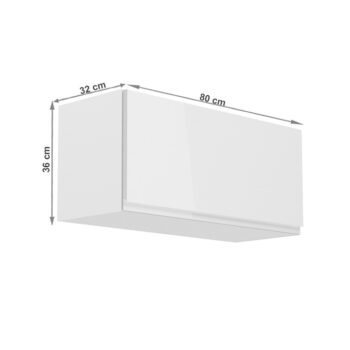 Horná skrinka AURORA G80K umožňuje vyskladať si kuchyňu podľa vlastných predstáv. Rozmery skrinky sú (ŠxHxV): 80x32x36 cm. Skrinka je s dvierkami. Dvierka sú bez úchytky a otvárajú sa vyklápaním dohora. Je vyrobená z kvalitnej MDF (drevovláknitá doska) a korpusu z laminovanej DTD…