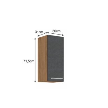 S hornou skrinkou VEGA 30 G-72 1F si vyskladáte kuchyňu vašich snov. Rozmery skrinky sú (ŠxHxV): 30x31x71,5 cm. Moderný vzhľad zaručuje farebná kombinácia sivá matná a dub lancelot. Vyrobená je z laminovanej DTD (drevotriesková doska). Disponuje dvierkami, s ktorými je jednoduchá manipulácia aj…