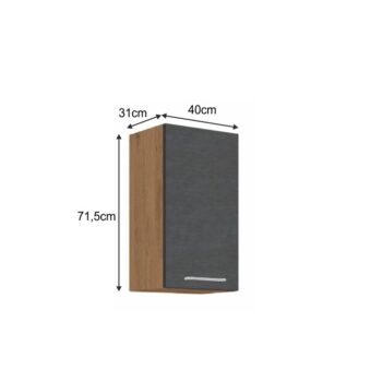 S hornou skrinkou VEGA 40 G-72 1F si vyskladáte kuchyňu vašich snov. Rozmery skrinky sú (ŠxHxV): 40x31x71,5 cm. Moderný vzhľad zaručuje farebná kombinácia sivá matná a dub lancelot. Vyrobená je z laminovanej DTD (drevotriesková doska). Disponuje dvierkami, s ktorými je jednoduchá manipulácia aj…