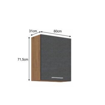 S hornou skrinkou VEGA 60 G-72 1F si vyskladáte kuchyňu vašich snov. Rozmery skrinky sú (ŠxHxV): 60x31x71,5 cm. Moderný vzhľad zaručuje farebná kombinácia sivá matná a dub lancelot. Vyrobená je z laminovanej DTD (drevotriesková doska). Disponuje dvierkami, s ktorými je jednoduchá manipulácia aj…