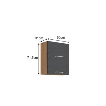 S hornou skrinkou VEGA 60 GU-72 2F si vyskladáte kuchyňu vašich snov. Rozmery skrinky sú (ŠxHxV): 60x31x71,5 cm. Moderný vzhľad zaručuje farebná kombinácia sivá matná a dub lancelot. Vyrobená je z laminovanej DTD (drevotriesková doska). Disponuje dvomi dvierkami, s ktorými je jednoduchá manipulácia…