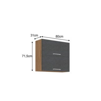 S hornou skrinkou VEGA 80 GU-72 2F si vyskladáte kuchyňu vašich snov. Rozmery skrinky sú (ŠxHxV): 80x31x71,5 cm. Moderný vzhľad zaručuje farebná kombinácia sivá matná a dub lancelot. Vyrobená je z laminovanej DTD (drevotriesková doska). Disponuje dvomi dvierkami, s ktorými je jednoduchá manipulácia…