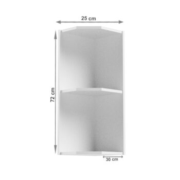 Horná rohová skrinka AURORA G25PZ umožňuje vyskladať si kuchyňu podľa vlastných predstáv. Rozmery skrinky sú (ŠxHxV): 25x30x72 cm. Skrinka je otvorená, rozdelená jednou policou na dva odkladacie priestory. Korpus skrinky je biely. Skrinka je univerzálna, uzatvára rad horných skriniek buď z pravej…