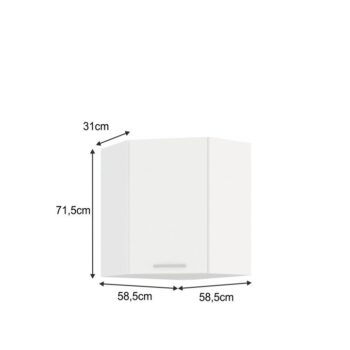 Čistota, ktorá vyžaruje z hornej rohovej skrinky SPLIT 58x58 GN-72 1F pretvorí Vašu kuchyňu na miesto plné jemnosti a nevinnosti. Rozmery skrinky sú (ŠxHxV): 58,5/58,5x31x71,5 cm. Je vyrobená z laminovanej DTD (drevotriesková doska). Farebné prevedenie je v nežnej bielej, ktorá vyzerá vždy moderne…
