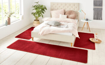Hanse Home, Kobercová sada Nasty 101151 Rot, 3 diely: 70x140 cm (2x), 70x240 cm (1x), červená, spálňa