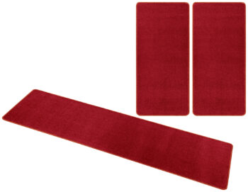 Hanse Home, Kobercová sada Nasty 101151 Rot, 3 diely: 70x140 cm (2x), 70x240 cm (1x), červená, spálňa