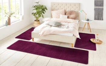 Hanse Home, Kobercová sada Nasty 102368 Blackberry, 3 diely: 70x140 cm (2x), 70x240 cm (1x), fialová, spálňa
