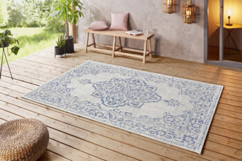 Hanse Home, Kusový koberec Beach 103853 Cream / Blue – na von aj na doma, 240x340, modrá, chodba / predsieň