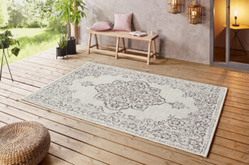 Hanse Home, Kusový koberec Beach 103855 Cream / Grey / Anthracite – na von aj na doma, 200x290, béžová, biela, chodba / predsieň