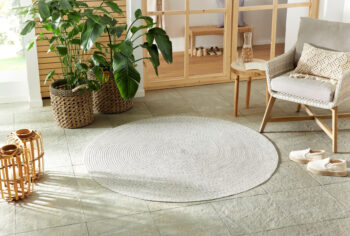 Hanse Home, Kusový koberec Braided 105553 Light Melange kruh – na von aj na doma, 150x150 (priemer) kruh, biela, chodba / predsieň