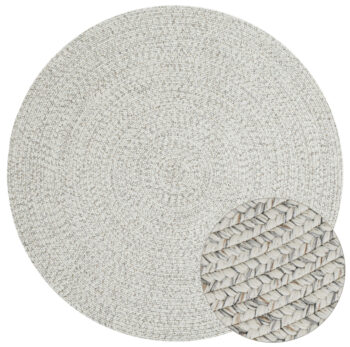 Hanse Home, Kusový koberec Braided 105553 Light Melange kruh – na von aj na doma, 150x150 (priemer) kruh, biela, chodba / predsieň