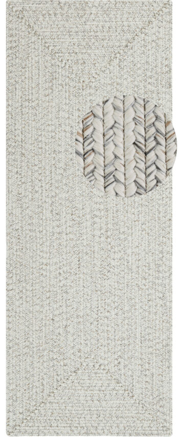 Hanse Home, Kusový koberec Braided 105553 Light Melange – na von aj na doma, 80x200, biela, chodba / predsieň