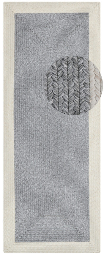 Hanse Home, Kusový koberec Braided 105555 Grey Creme – na von aj na doma, 120x170, šedá, chodba / predsieň