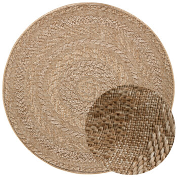 Hanse Home, Kusový koberec Forest 103998 Beige / Brown – na von aj na doma, 200x200 (priemer) kruh, béžová, chodba / predsieň