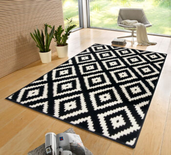 Hanse Home, Kusový koberec Hamla 105477 Black Cream, 80x300, čiernobiela, chodba / predsieň