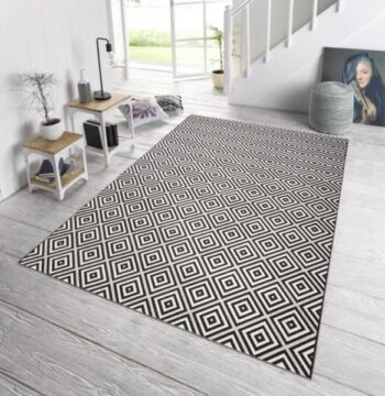 Hanse Home, Kusový koberec Meadow 102470 Black – na von aj na doma, 140x200, čiernobiela, chodba / predsieň