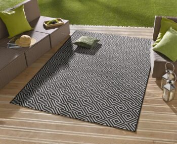 Hanse Home, Kusový koberec Meadow 102470 Black – na von aj na doma, 140x200, čiernobiela, chodba / predsieň