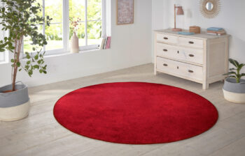 Hanse Home, Kusový koberec Nasty 101151 Rot kruh, 133x133 (priemer) kruh, červená, chodba / predsieň
