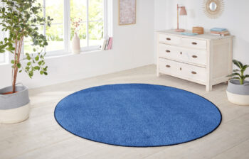 Hanse Home, Kusový koberec Nasty 101153 Blau kruh, 200x200 (priemer) kruh, modrá, chodba / predsieň