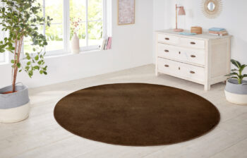 Hanse Home, Kusový koberec Nasty 101154 Braun kruh, 200x200 (priemer) kruh, hnedá, chodba / predsieň