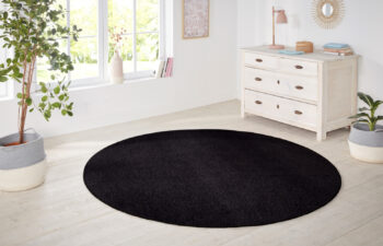 Hanse Home, Kusový koberec Nasty 102055 Schwarz kruh, 200x200 (priemer) kruh, čierna, chodba / predsieň