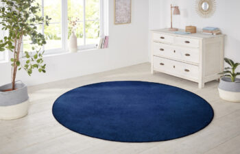 Hanse Home, Kusový koberec Nasty 104447 darkblue kruh, 200x200 (priemer) kruh, modrá, chodba / predsieň