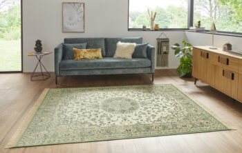 Hanse Home, Kusový koberec Naveh 104379 Ivory / Green, 135x195, zelená, chodba / predsieň