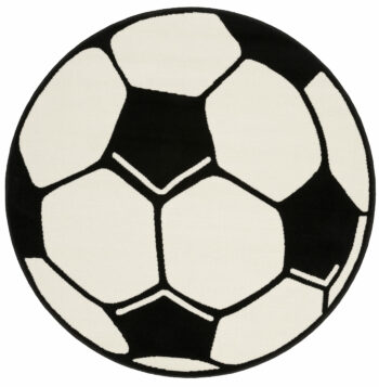 Hanse Home, Kusový koberec Prime Pile Fussball 100015, 100x100 (priemer) kruh, čiernobiela, detská izba