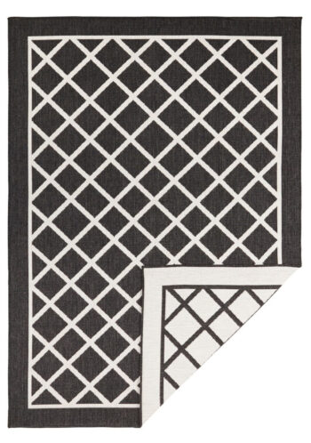 Hanse Home, Kusový koberec Twin Supreme 103425 Sydney black creme – na von aj na doma, 160x230, čierna, chodba / predsieň