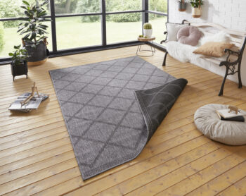 Hanse Home, Kusový koberec Twin Supreme 103757 Black / Anthracite – na von aj na doma, 240x340, šedá, chodba / predsieň
