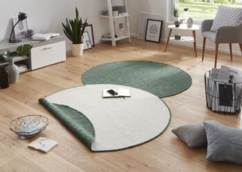 Hanse Home, Kusový koberec Twin-Wendeteppiche 103095 green cream kruh – na von aj na doma, 140x140 (priemer) kruh, zelená, chodba / predsieň
