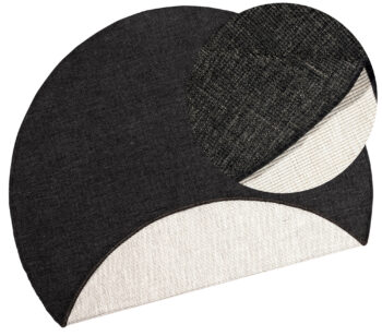 Hanse Home, Kusový koberec Twin-Wendeteppiche 103096 black cream kruh – na von aj na doma, 140x140 (priemer) kruh, čierna, chodba / predsieň