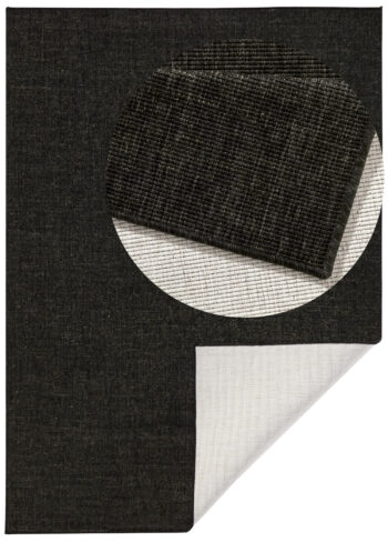 Hanse Home, Kusový koberec Twin-Wendeteppiche 103096 black cream – na von aj na doma, 80x150, čierna, chodba / predsieň