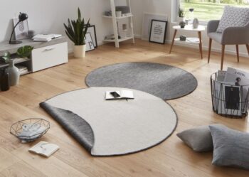 Hanse Home, Kusový koberec Twin-Wendeteppiche 103097 grey cream kruh – na von aj na doma, 200x200 (priemer) kruh, šedá, chodba / predsieň