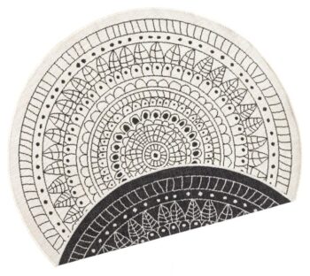 Hanse Home, Kusový koberec Twin-Wendeteppiche 103101 creme schwarz – na von aj na doma, 100x100 (priemer) kruh, biela, chodba / predsieň