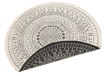 Hanse Home, Kusový koberec Twin-Wendeteppiche 103101 creme schwarz – na von aj na doma, 140x140 (priemer) kruh, biela, chodba / predsieň