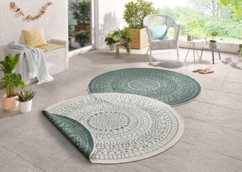 Hanse Home, Kusový koberec Twin-Wendeteppiche 103103 creme grün – na von aj na doma, 240x240 (priemer) kruh, zelená, chodba / predsieň