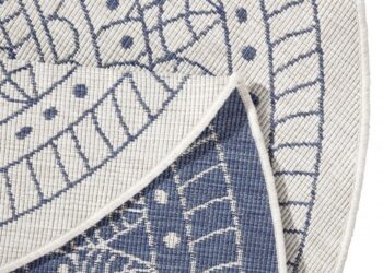 Hanse Home, Kusový koberec Twin-Wendeteppiche 103104 creme blau – na von aj na doma, 200x200 (priemer) kruh, modrá, chodba / predsieň