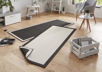 Hanse Home, Kusový koberec Twin-Wendeteppiche 103105 creme schwarz – na von aj na doma, 160x230, čiernobiela, chodba / predsieň