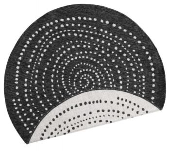 Hanse Home, Kusový koberec Twin-Wendeteppiche 103109 schwarz creme – na von aj na doma, 140x140 (priemer) kruh, čierna, čiernobiela, chodba / predsieň