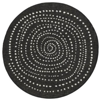 Hanse Home, Kusový koberec Twin-Wendeteppiche 103109 schwarz creme – na von aj na doma, 140x140 (priemer) kruh, čierna, čiernobiela, chodba / predsieň